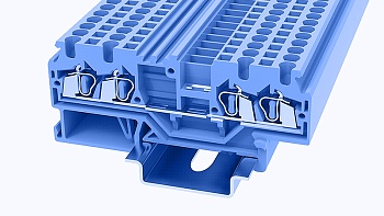 Проходная клемма WS2.5-QU-01P-12 - Проходная клемма, 4 точки подключения, тип фиксации провода: пружинный, номинальное сечение: 2,5 мм кв., 24А, 800V, ширина: 5 мм, цвет: синий, тип монтажа: DIN35