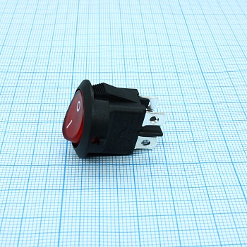 RK2-13D 2X1N B/R"0-" - Выключатель клавишный ON-OFF с подсветкой цвет корпуса (черный) цвет кнопки (красный)