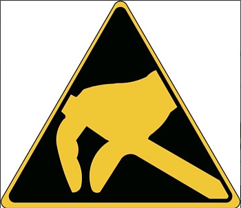 gws251954 - PIC-327 Предупреждающий знак безопасности "Восприимчивость устройства к электростатическим разрядам", 25 мм, 250 шт/рул, B-7541(ламинированный полиэстер)"