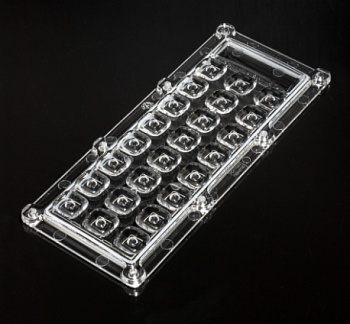 ALST173D24LEDT5 - Групповая прямоугольная линза 3x8 на 24 светодиода 3030/3535/5050, эфф=90%, диаграмма T5 (square), 173x71.39mm   H:9.8mm PMMA