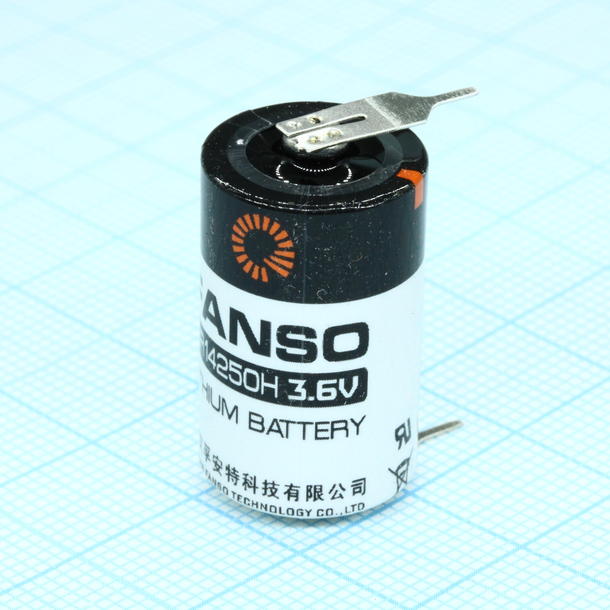 ER14250H/2PT - Li, SOCl2 батарея типоразмера 1/2AA, 3.6 В, 1.2 Ач, плоские радиальные выводы, -55...85 °C