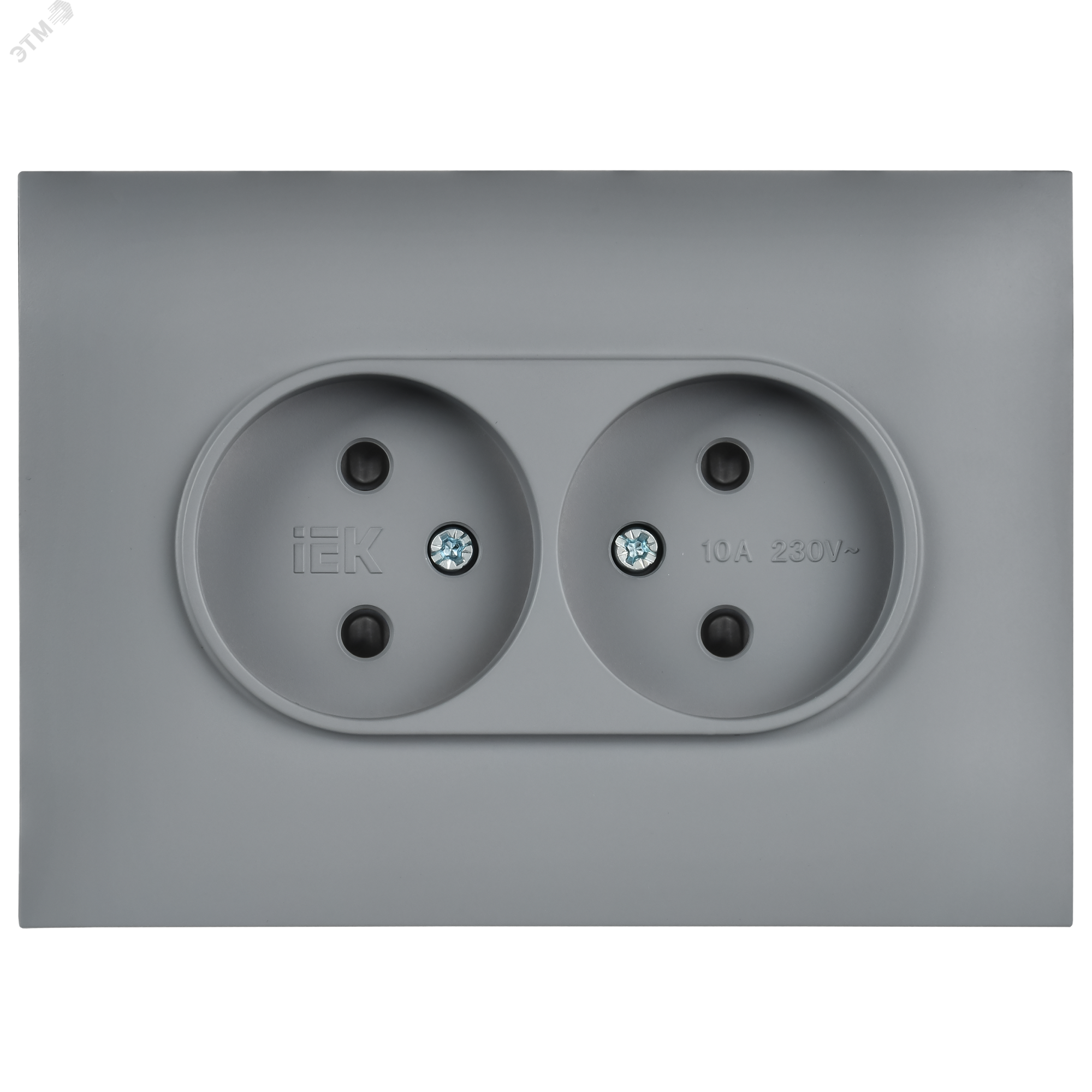 SKANDY Розетка 2-местная без заземления с защитными шторками 10А в сборе SK-R09Gr серый IEK SK-R23-10-K03-F