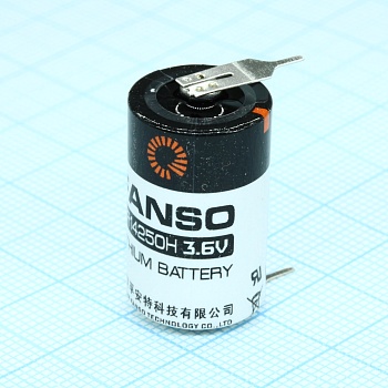 ER14250H/2PT - Li, SOCl2 батарея типоразмера 1/2AA, 3.6 В, 1.2 Ач, плоские радиальные выводы, -55...85 °C