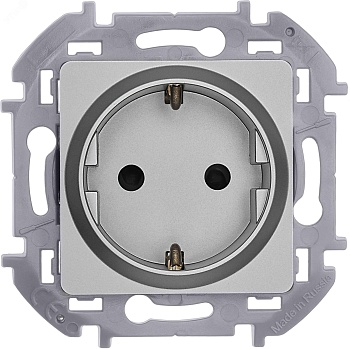 Розетка 1-м СП Inspiria 16А IP20 250В 2P+E защ. шторки немецк. стандарт механизм алюм. Leg 673732