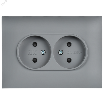 SKANDY Розетка 2-местная без заземления с защитными шторками 10А в сборе SK-R09Gr серый IEK SK-R23-10-K03-F