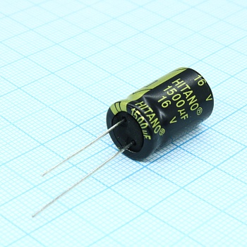 EXR152M16B - Конденсатор алюминиевый электролитический 1500мкФ 16В ±20% (13 X 21мм) радиальный 5мм 0.045Ом 1575A 5000час 105°С россыпь