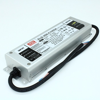 ELG-200-C1050A - AC-DC, 199.5Вт, IP65, вход 100…305В AC, 47…63Гц/142…431В DC, ККМ, выход 95...190В/1050мА, изоляция 3750В AC, в кожухе 244х71х37.5, -40…+85°С (корпус), потенциометры