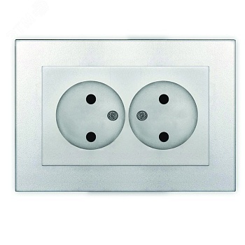 Розетка двухместная UNIVersal серия Афина б/з, с/у, 16А, 220В, серебро (еврослот), механизм A0102-S