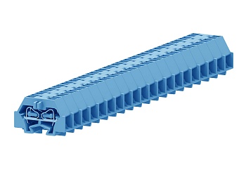 Клемма мини 240354 - Мини клемма, боковой подвод кабеля, 4 точки подключения в клемме, тип фиксации провода: пружинный, номинальное сечение: 1,5 мм кв., 18A, 400V, цвет: синий, тип монтажа: DIN15
