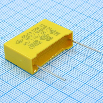 SMXVG684KE3XXAB2315 - Пленочный конденсатор X2, 310VAC, 0.68мкФ ± 10%, размер 26.5 х 8.5 х 17 мм, Р=22.5 мм, +110°C