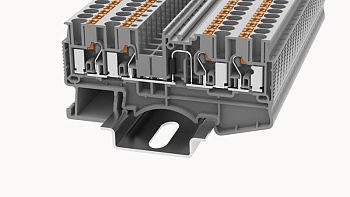 Клемма с диодом DS2.5-QU-LD-R-L-01P-11 - Клемма с диодом, схема R-L, 4 точки подключения, тип фиксации провода: Push-in, номинальное сечение: 2.5 мм кв., 5A, 800V, ширина: 5,2 мм, цвет: серый, втычная перемычка, тип монтажа: DIN35