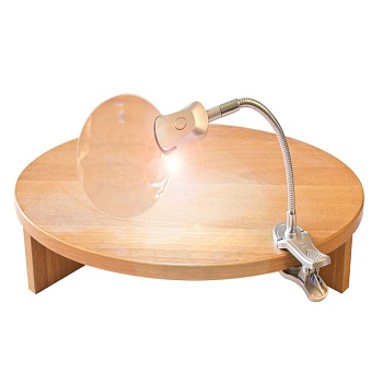 Линза х 2  TS-4110L на прищепке - Настольная линза на прищепке с LED подсветкой, двукратное увеличение, d=110mm с дополнительным четырехкратным увеличением.