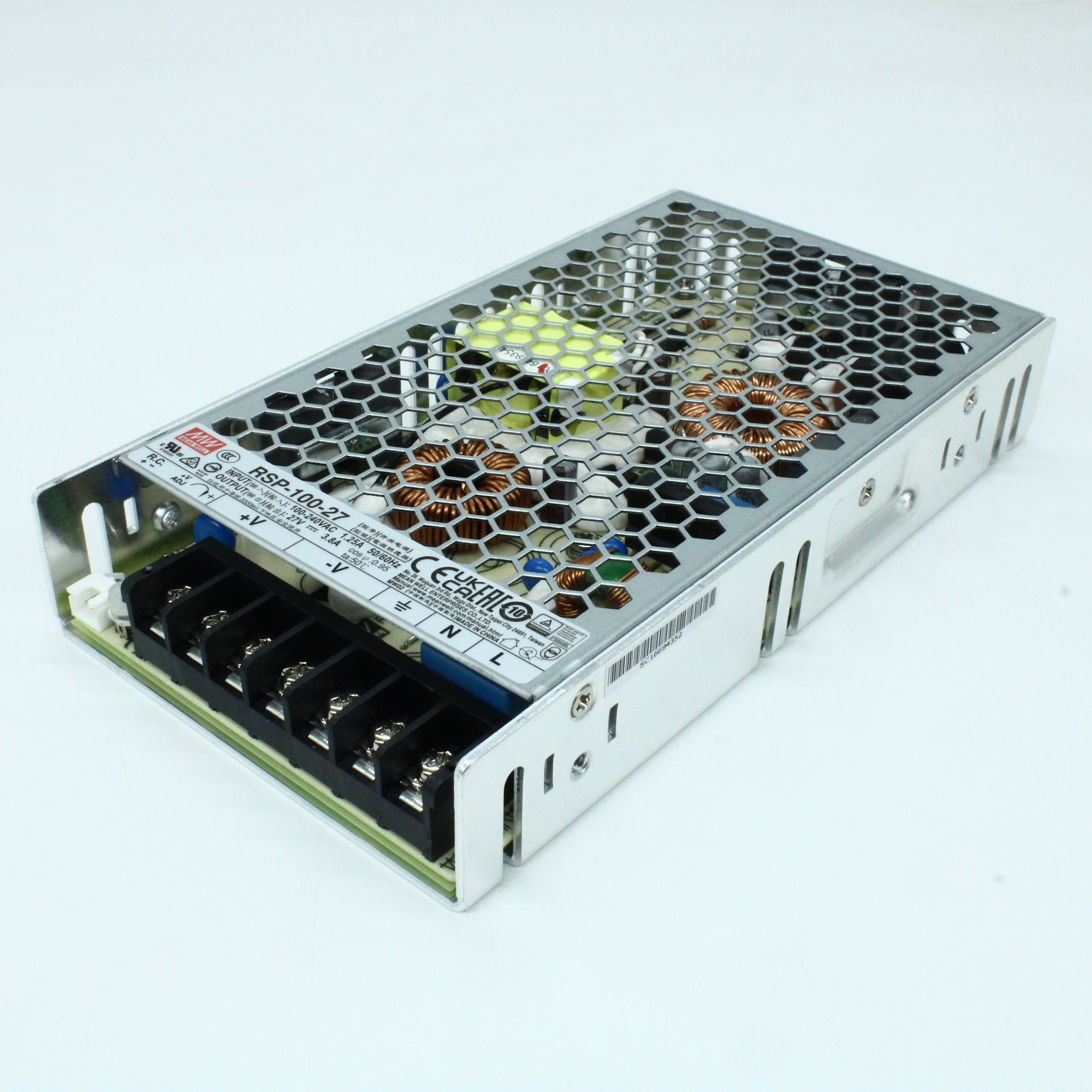 RSP-100-27 - AC-DC, 102.6Вт, ККМ, вход 85…264В AC, 47…63Гц /120…370В DC, выход 27В/3.8A, рег. вых 25.7…29.7В, изоляция 3750В AC, в корпусе 179х99х30мм, -30…+70°С