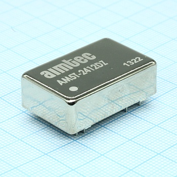 AM5T-2412DZ - DC/DC, 5Вт, вход 18…36В, выход ±12В/±0.209А, изоляция 1500В DC, КПД 80%, максимальная емкостная нагрузка не более ±100мкФ, DIP24, 31.75x20.32x10.16мм, -40…85°C, металл