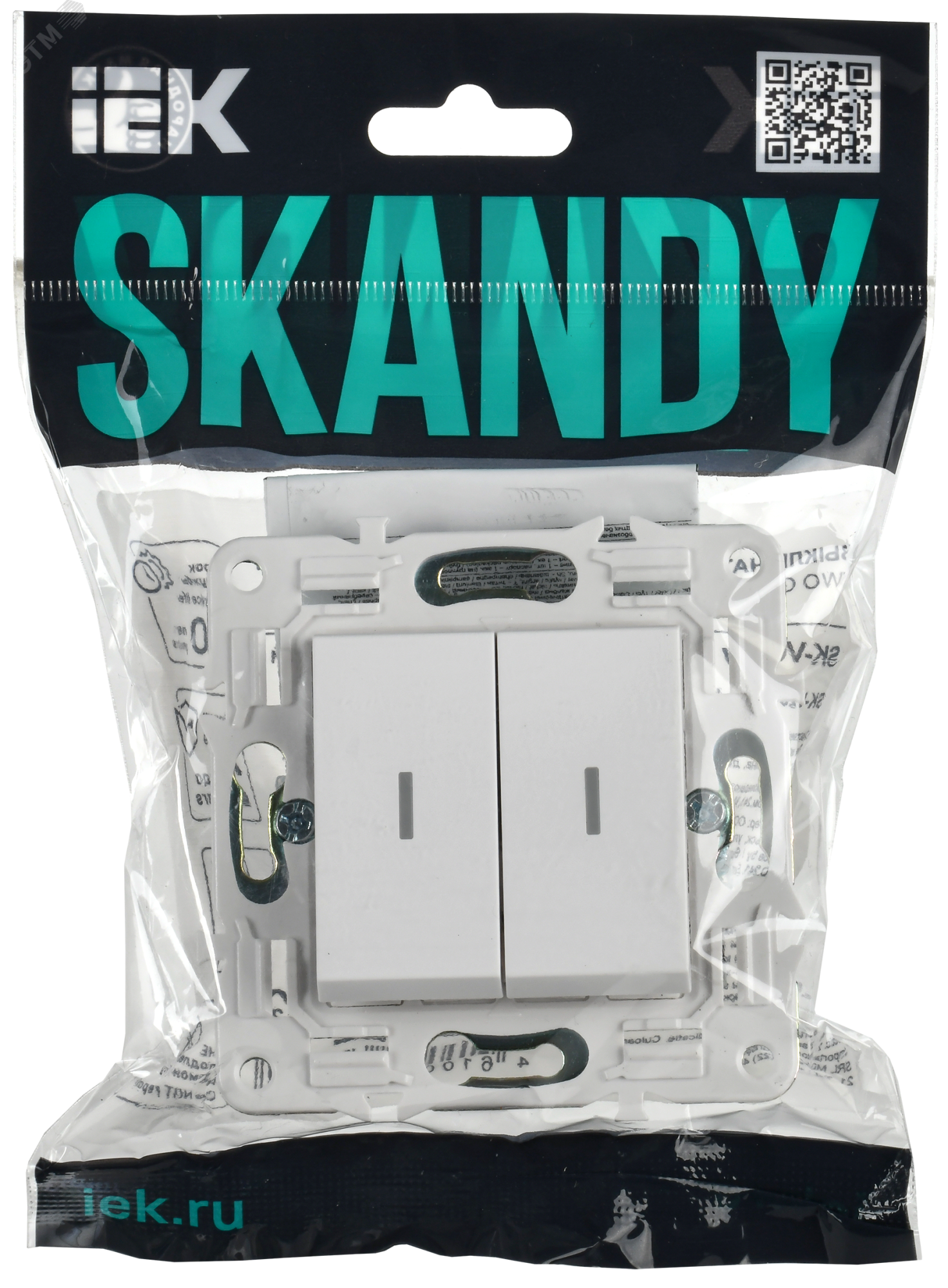 Выключатель 2-кл. SKANDY 10А SK-V09W с индикацией арктич. бел. IEK SK-V20-1-10-K01