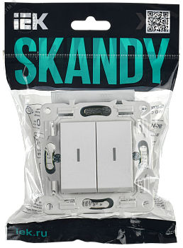 Выключатель 2-кл. SKANDY 10А SK-V09W с индикацией арктич. бел. IEK SK-V20-1-10-K01