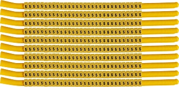 brd333305 - SCNG-18-5 клипсы жёлтые, 300шт/упак, для провода 4,6-5,9мм диаметра, легенда 5