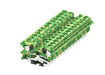 Заземляющая клемма 210917 - Заземляющая клемма, TA10, тип фиксации провода: пружинный, номинальное сечение: 10 мм кв., ширина: 10 мм, цвет: желто-зеленый, тип монтажа: DIN 35