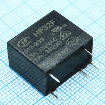 HF32F/012-ZS3 - Реле силовое, 3А SPDT (одна контактная группа на переключение) катушка 12В