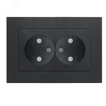 Розетка двухместная UNIVersal серия Афина б/з, з/ш, с/у, 16А, 220В, графит (еврослот), механизм A0048-Gr