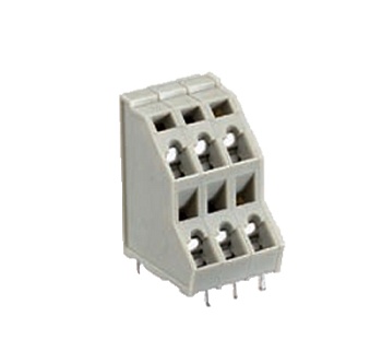 Клемма Wiecon 8291 EFK / 3 / 6 OB - Клемма на печатную плату, подвод кабеля под углом 45 град., 2 этажа, 6 полюса, шаг: 5,08 мм, пружинная фиксация провода, без маркировки, 250V, 12A, цвет: серый, серия 8291 EFK OB