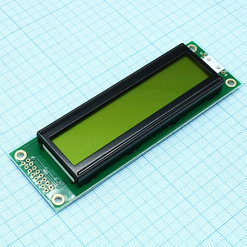 WH2002A-YYK-CT# - ЖКИ знакосинтезирующий 20 x 2, STN Желто-зеленый Позитивный/прозрачно-отражающий светодиодная подсветка желто-зеленая размеры 116x37 мм, видимая область 85x18.6 мм, -20...70°C, контактные площадки 2 ряда слева 16 выводов