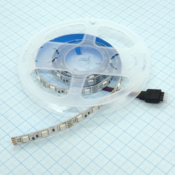 LED-лента 5050 RGB/ 60 чипов/1м/12V - самоклеящаяся / RGB / 60 чип диодов 5050 на метр / потребляемая мощность 14,4 Вт/м / 10мм