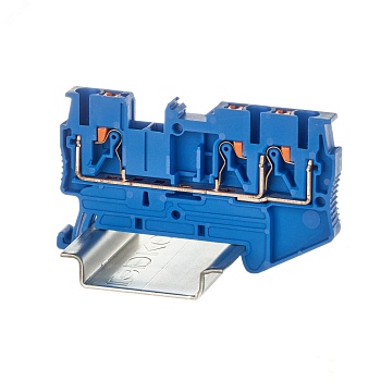 Клемма проходная, зажим push-in, 3 точки подключения, 2.5 кв.мм, синяя VPR-2.5-TWIN-BU