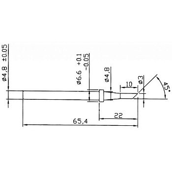 C1-3 - Жало паяльное многослойное долговечное для паяльников серии ZD-98, ZD-99, диаметр 4,8мм, скошенный цилиндр 3,0мм длиной 22мм