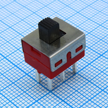 L-KLS7-SS01-12E03A-G-4.7 - Переключатель движковый вертикальный две группы(ON-ON), 2A 250VAC / 5A 125VAC, высота движка 4.7мм