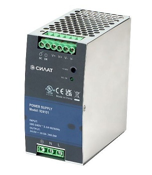 Источник питания 24 V DC/10 A, 924101 - Источник питания, однофазный, 24VDC / 10A, 240 W; диапазон входн. напр.: 90 - 264VAC / 127 - 370VDC; габариты (мм): 127х125х63, монтаж: на DIN рейку