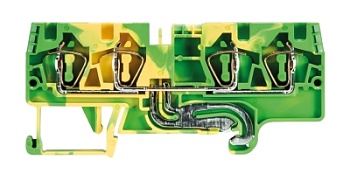 Клемма сдв. заземл. WKFN 4 D2/2/SL/35 - Заземляющая клемма, 4 точки подключения, тип фиксации провода: пружинный, номинальное сечение: 4 мм кв., 32A, 800V, ширина: 6 мм, цвет: желто-зеленый, тип монтажа: DIN 35