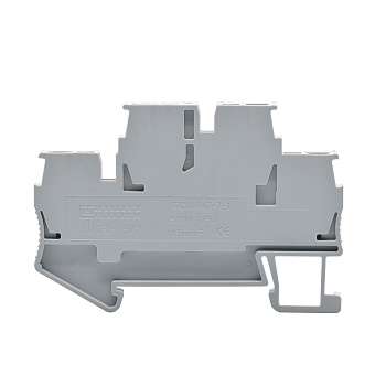 Этажная клемма JUT3-1.5/2-GY - Этажная клемма, тип фиксации провода: пружинный, номинальное сечение: 1,5 мм кв., 500V, 17,5A, ширина: 4,2 мм, цвет: серый, тип монтажа: DIN35