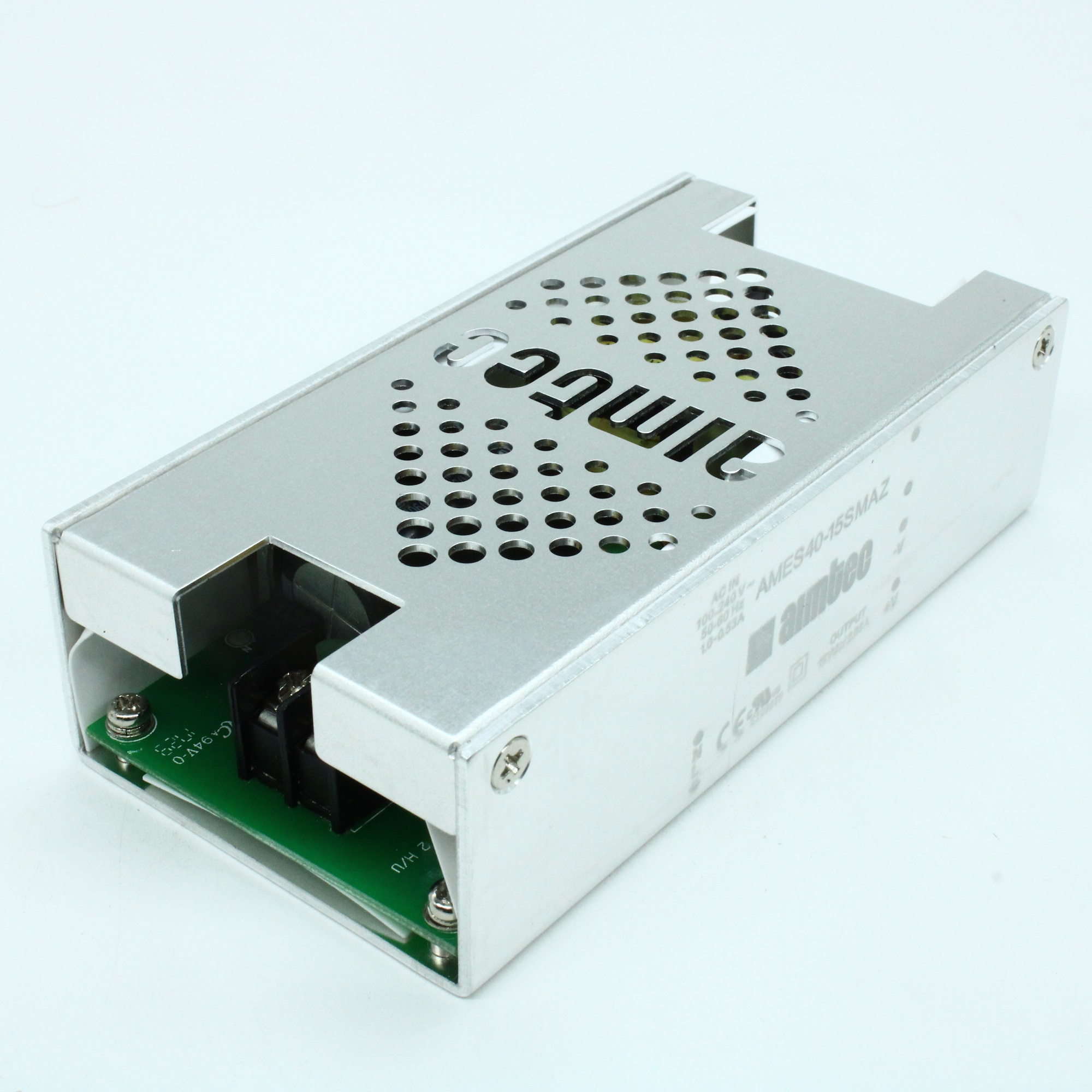 AMES40-15SMAZ - AC/DC, 40Вт, вход 90…264В, выход 15В/2.66А, изоляция 4000В AC, КПД 84%,максимальная емкостная нагрузка не более 1500мкФ, 125x35x65мм, -40…85°C, металл