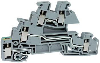 Этажная клемма UKJ-4JD/L/L - Трех этажная клемма, с заземлением, тип фиксации провода: винтовой, номинальное сечение: 4 мм кв., ширина: 6,2 мм, цвет: серый, тип монтажа: DIN 35