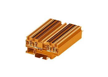 Проходная клемма TC1.5-2X2-OG - Проходная клемма, с разрывом цепи, 2X2 точки подключения, тип фиксации провода: пружинный, номинальное сечение: 1,5 мм кв., 17,5A, 500V, ширина: 4,2 мм, цвет: оранжевый, тип монтажа: DIN 35