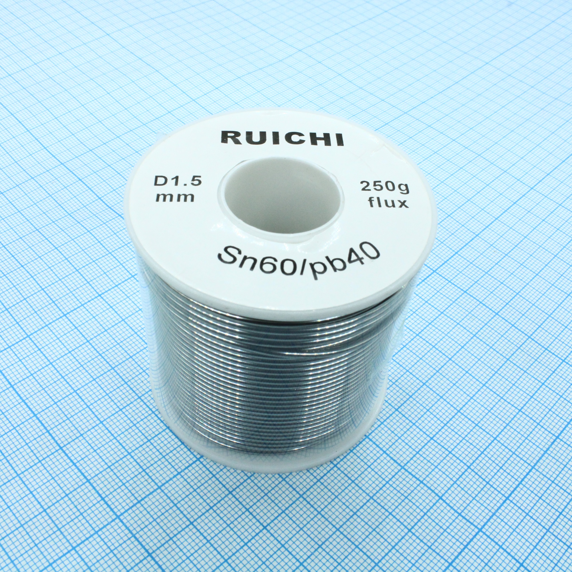 Припой SN60/PB40 1,5мм 250гр  с флюсом - Припой трубчатый ПОС-60 с канифолью, d 1,5мм, 250 г