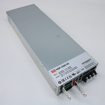 NSP-3200-48 - AC-DC, 3216Вт, выход 48В/0…67A, прогр.рег.47.5…58.8 В , вход 90…264В AC, 47…63Гц / 127…400 В DC, КПД 94.5%, изоляция 3000В AC, в кожухе 325.8x107x41мм, -20…+70°С, 2 вентилятора