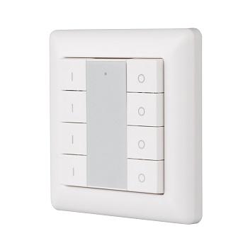 Панель Knob SR-KN9550K8-UP White (KNX, DIM) 021370 - Универсальная многофункциональная накладная настенная панель для систем KNX. 8 клавиши. Материал - пластик. Цвет корпуса - белый. Питание от шины KNX DC 21-30V. Габариты 55.5х55.5х13 мм. Совместима с ра