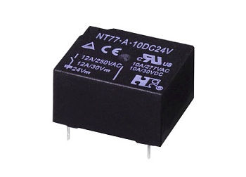 NT77-A-S-12-DC5V - Реле силовое, 12А одна контактная группа на замыкание катушка 5В 0.45Вт