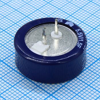 JGAC5R5D155Z050B - Ионистор стандартный мини 5,5V, 1.5F, -25...+70°C, 1000h, 20.5x7.4mm, горизонтального исполнения