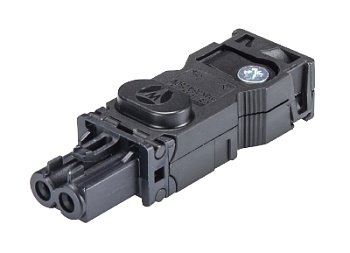 Разъем GST15I2 SB1 ZR1 SW - Розеточный разъем на кабель диам. 6 - 7,7 мм, 2 полюса, винтовая фиксация, номинальное напряжение: 250V, номинальный ток: 16A, цвет корпуса: черный, цвет контактной вставки: черный, серия gesis GST15i2