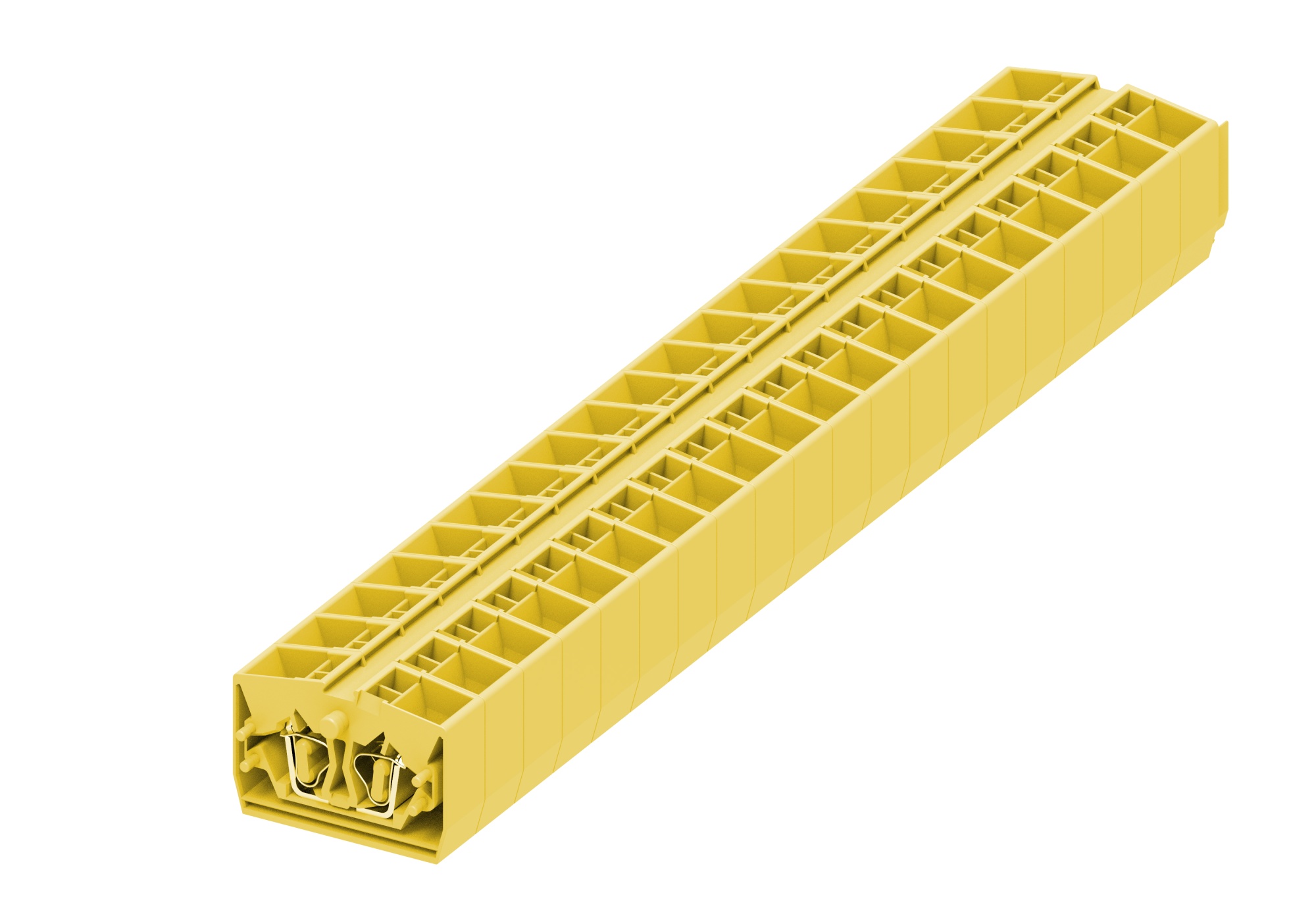 Клемма мини 254355 - Мини клемма, верхний подвод кабеля, 4 точки подключения в клемме, тип фиксации провода: пружинный, номинальное сечение: 2,5 мм кв., 24A, 800V, цвет: желтый, тип монтажа: без фиксации