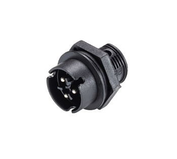 Разъем RST08i3 S 21 M02H SW - Вилочный разъем в панель М14, IP68(69k), 3 полюса, с продольным уплотнением, цвет: черный, номинальные характеристики: 250V/400V 8A, серия gesis RST MICRO