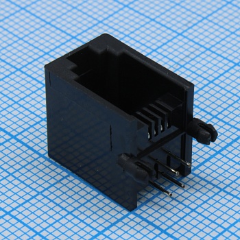 L-KLS12-123-4P4C-W/O-1-01 - Разъем модульный TJ4-4P4C монтаж в отверстие