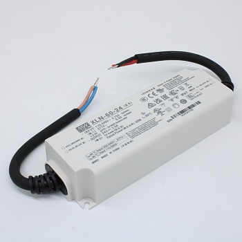 XLN-60-24 - AC-DC LED-драйвер, CV, 60Вт, вход 100…305В AC, 47…63Гц, выход 24В/2.5А, изоляция 3750В AC, IP67, 141.5х49х32мм, -25…+90°С