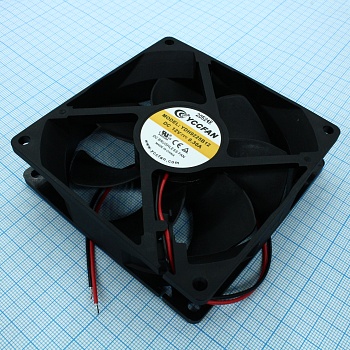 YDH9225B12 - Вентилятор 12В 92х92x25 B 3000 об/мин, 82.6м3/час, 34.2дБ, подшипник качения, тип вывода - провод