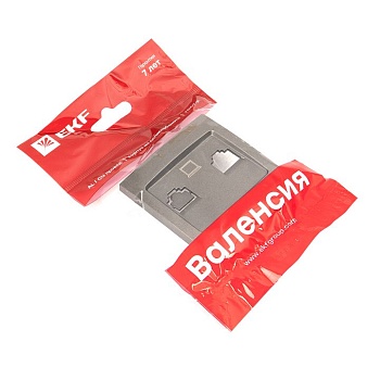 Валенсия лицевая панель розетки RJ-45 2-местная графит EKF PROxima
