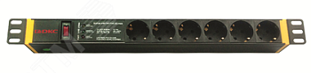 Блок распределения питания (PDU) 19" 16A с выключателем и защитой, Вых:6 Schuko, Вх: Schuko R519SH6OPSHSP