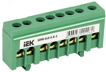 Шина PE "земля" в корп. изол. на DIN-рейку ШНИ-6х9-8-К-З зел. YNN10-69-8KD-K06